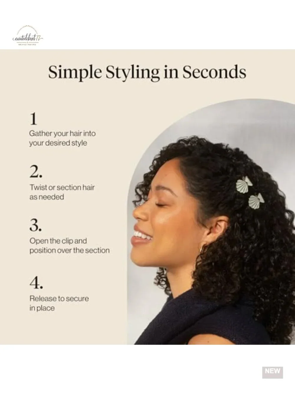 Clam Shell Hair Clips - 2pc Set Metal Strong Hold Hair Accessories